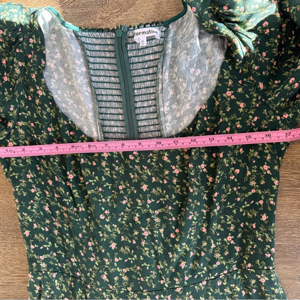 Reformation Alessi Midi Long Sleeve Dress Green Floral Size 12 - Picture 8 of 8